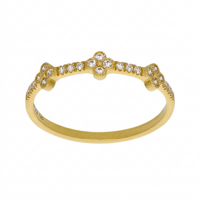 Anillo Oro Amarillo y Circones AN-14449