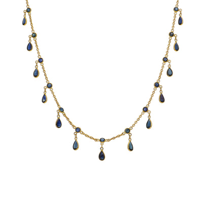 Collar Oro Amarillo y Zafiro Azul CO-14475