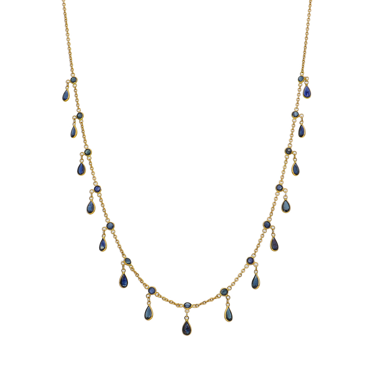 Collar Oro Amarillo y Zafiro Azul CO-14475