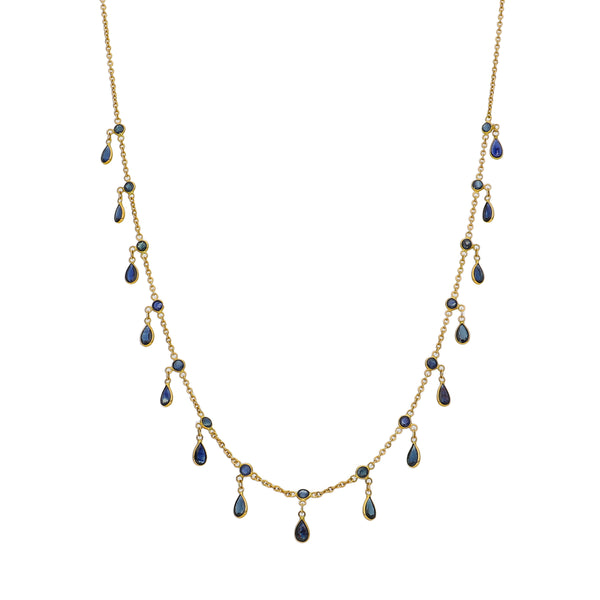 Collar Oro Amarillo y Zafiro Azul CO-14475
