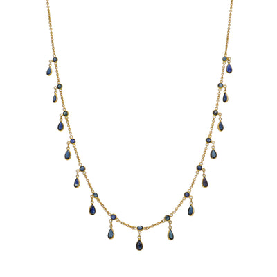 Collar Oro Amarillo y Zafiro Azul CO-14475