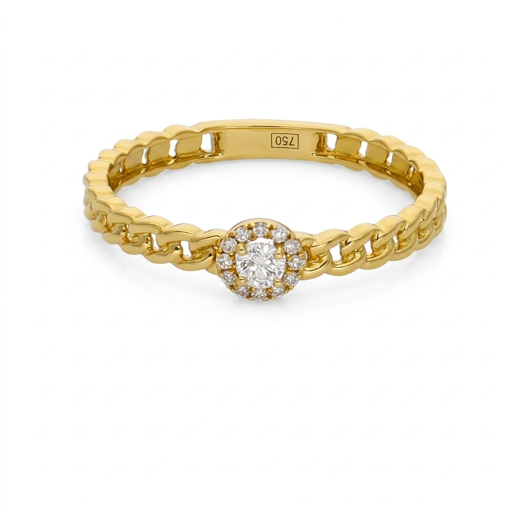 Anillo Oro Amarillo y Brillantes AN-14478