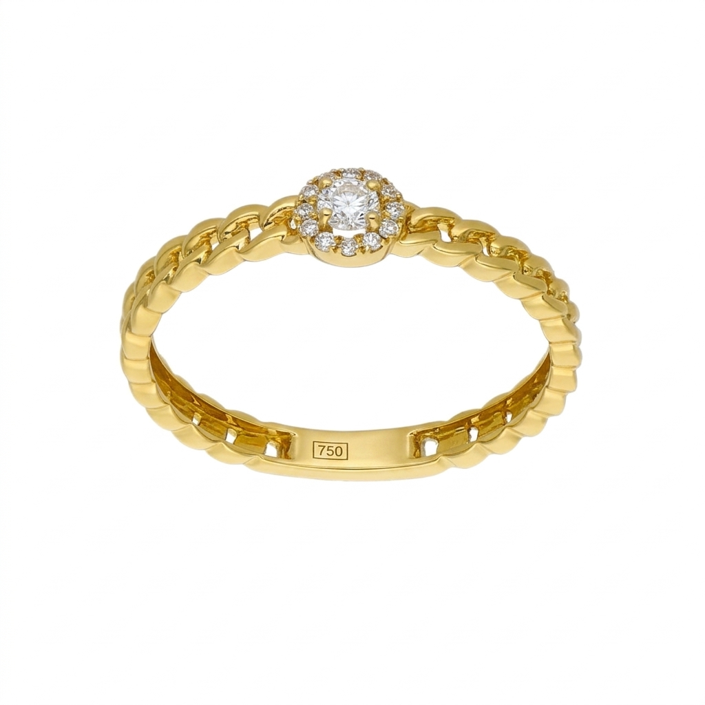 Anillo Oro Amarillo y Brillantes AN-14478