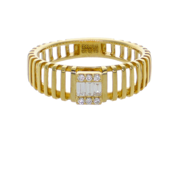 Anillo Oro Amarillo 18K con Diamantes Baguette y Brillantes 0,13 ct | AN-14503