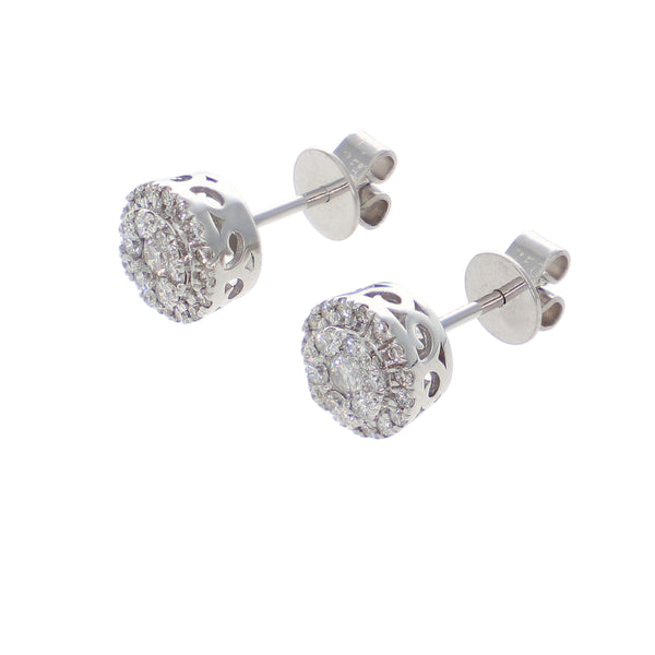 Aros Oro Blanco 18K con Diamantes 0,50 ct Halo | AR-14504
