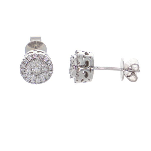Aros Oro Blanco 18K con Diamantes 0,50 ct Halo | AR-14504