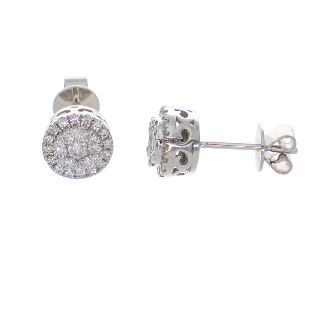 Aros Oro Blanco 18K con Diamantes 0,50 ct Halo | AR-14504