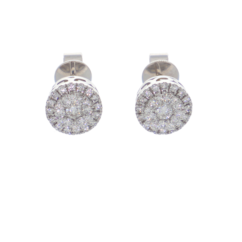 Aros Oro Blanco 18K con Diamantes 0,50 ct Halo | AR-14504