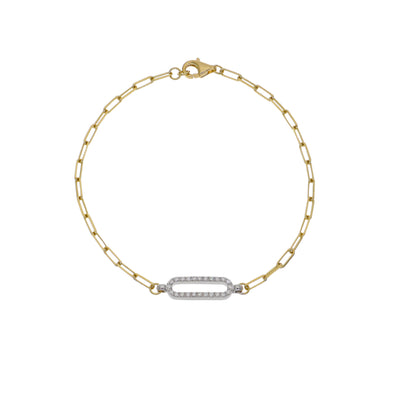 Pulsera Oro Amarillo y Oro Blanco 18K con Diamantes 0,15 ct | PU-4506