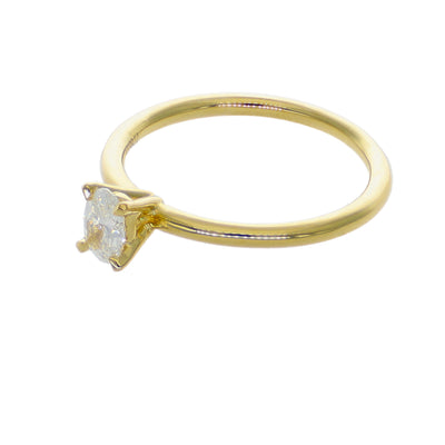 Anillo Solitario Oro Amarillo 18K con Diamante Oval 0,31 ct | AN-14507