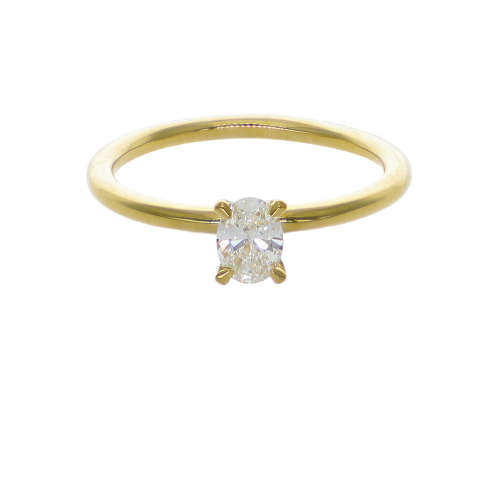 Anillo Solitario Oro Amarillo 18K con Diamante Oval 0,31 ct | AN-14507