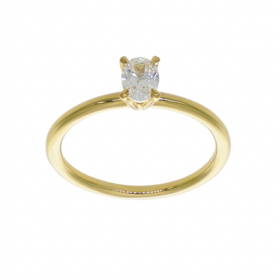 Anillo Solitario Oro Amarillo 18K con Diamante Oval 0,31 ct | AN-14507