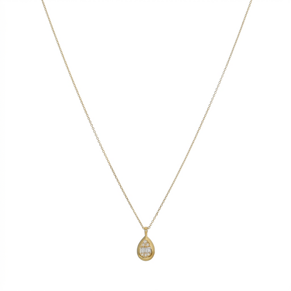 Collar Oro Amarillo 18K con Diamantes Baguette y Brillantes 0,07 ct | CO-14508
