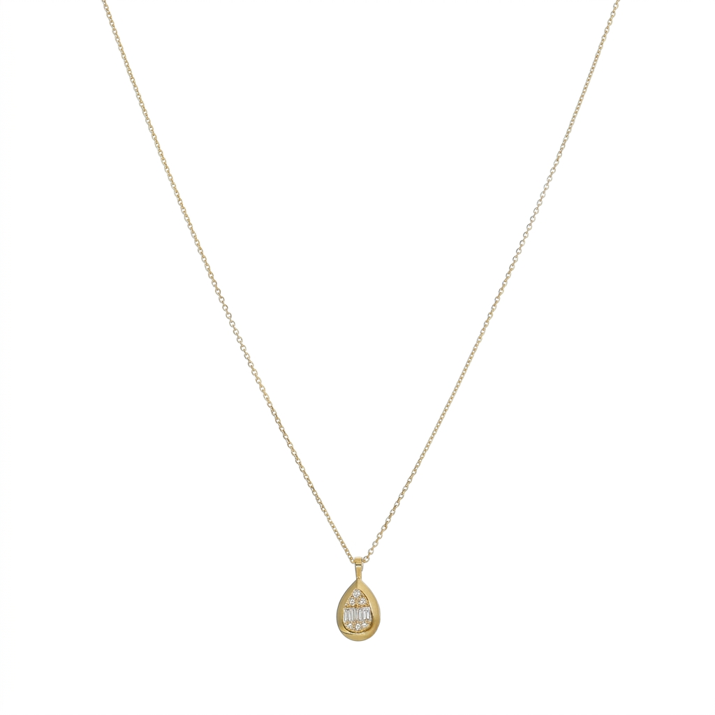 Collar Oro Amarillo 18K con Diamantes Baguette y Brillantes 0,07 ct | CO-14508