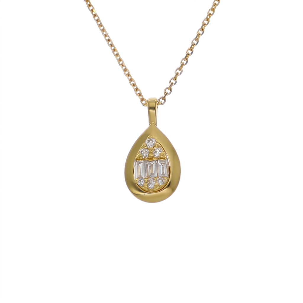 Collar Oro Amarillo 18K con Diamantes Baguette y Brillantes 0,07 ct | CO-14508