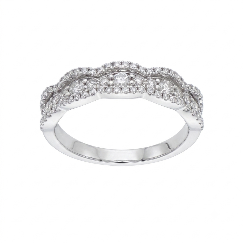 Anillo Oro Blanco 18K con Diamantes 0,64 ct | AN-14510