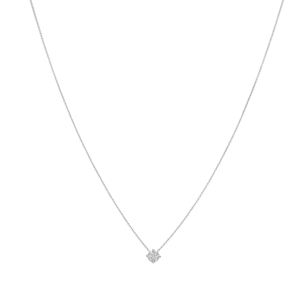 Collar Oro Blanco 18K con Diamante 0,15 ct Punto de Luz | CO-14511