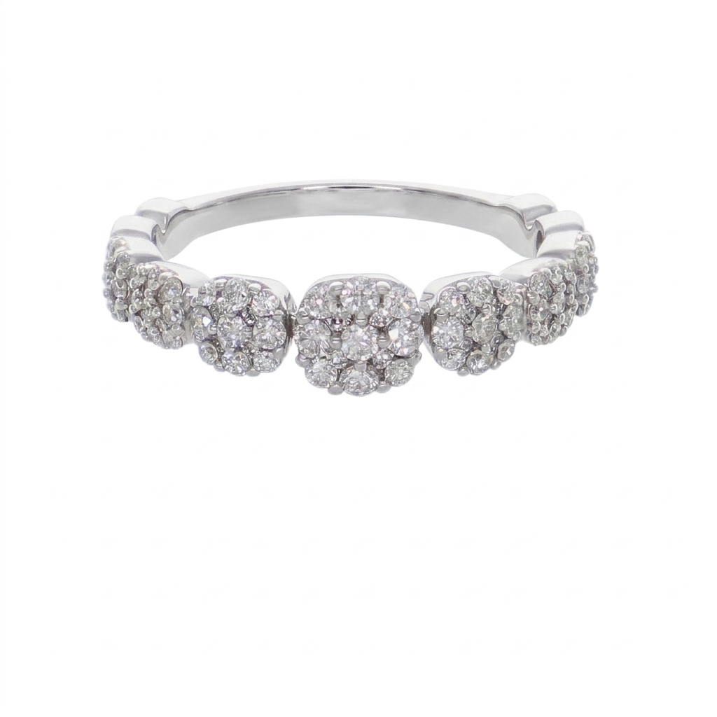 Anillo Oro Blanco 18K con Diamantes 0,57 ct  Halo | AN-14513