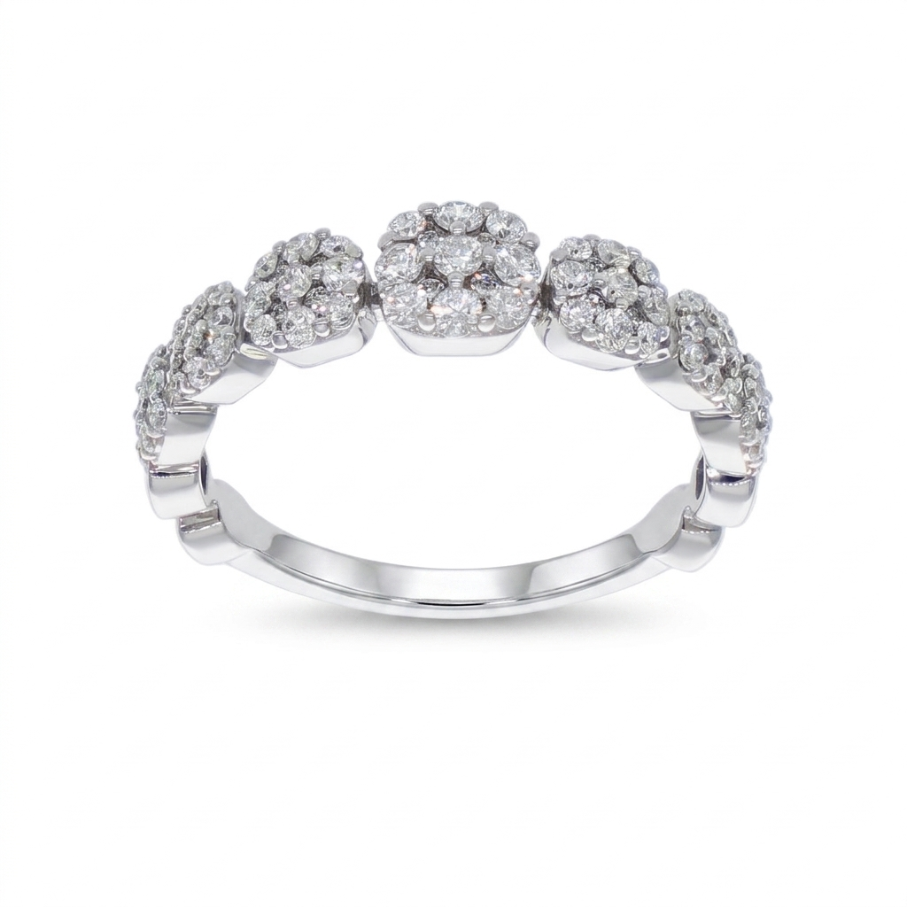 Anillo Oro Blanco 18K con Diamantes 0,57 ct  Halo | AN-14513
