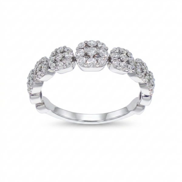 Anillo Oro Blanco 18K con Diamantes 0,57 ct  Halo | AN-14513