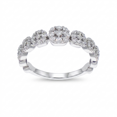 Anillo Oro Blanco 18K con Diamantes 0,57 ct  Halo | AN-14513