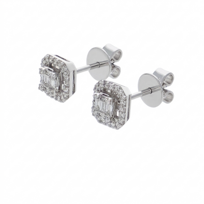 Aros Oro Blanco 18K con Diamantes Baguette y Brillantes 0,27 ct | AR-14515