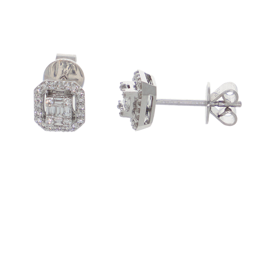 Aros Oro Blanco 18K con Diamantes Baguette y Brillantes 0,27 ct | AR-14515