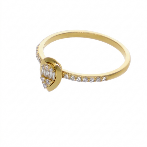 Anillo Oro Amarillo 18K con Diamantes Baguette y Brillantes 0,15 ct | AN-14517