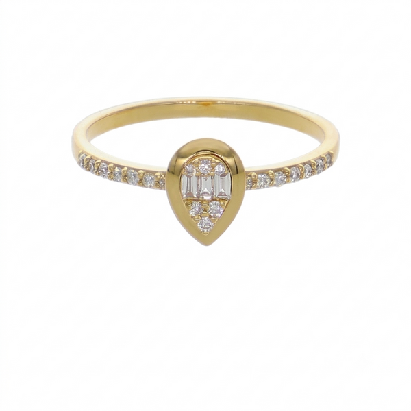 Anillo Oro Amarillo 18K con Diamantes Baguette y Brillantes 0,15 ct | AN-14517
