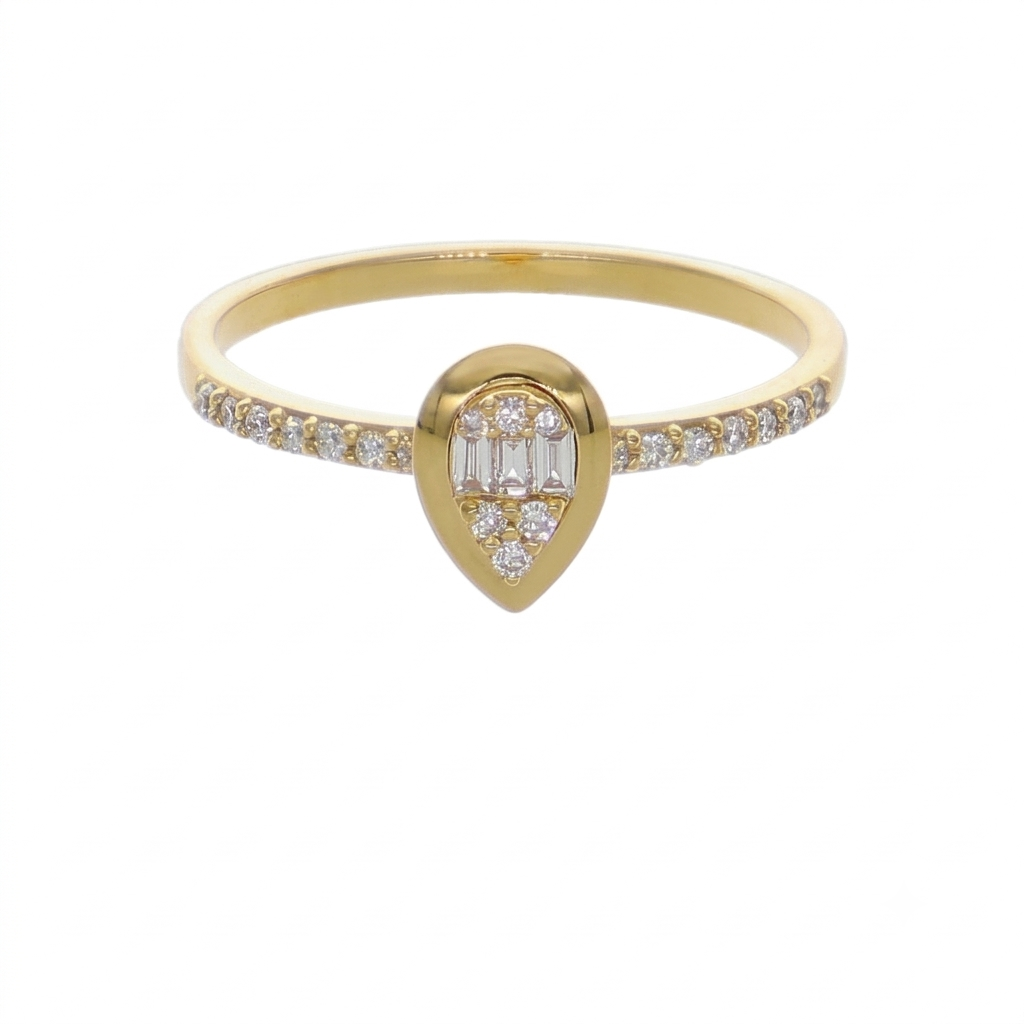 Anillo Oro Amarillo 18K con Diamantes Baguette y Brillantes 0,15 ct | AN-14517