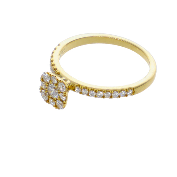Anillo Halo Oro Amarillo 18K con Diamantes 0,44 ct | AN-14518