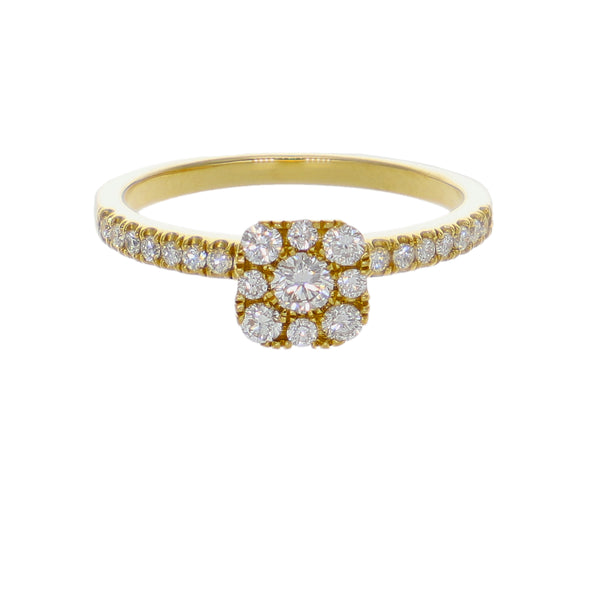 Anillo Halo Oro Amarillo 18K con Diamantes 0,44 ct | AN-14518
