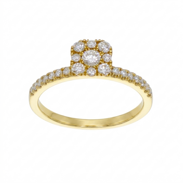 Anillo Halo Oro Amarillo 18K con Diamantes 0,44 ct | AN-14518