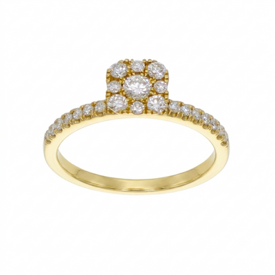 Anillo Halo Oro Amarillo 18K con Diamantes 0,44 ct | AN-14518