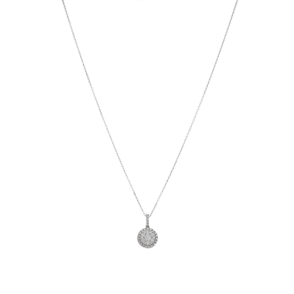 Collar Oro Blanco 18K y Diamantes 0,41 ct Halo| CO-14523