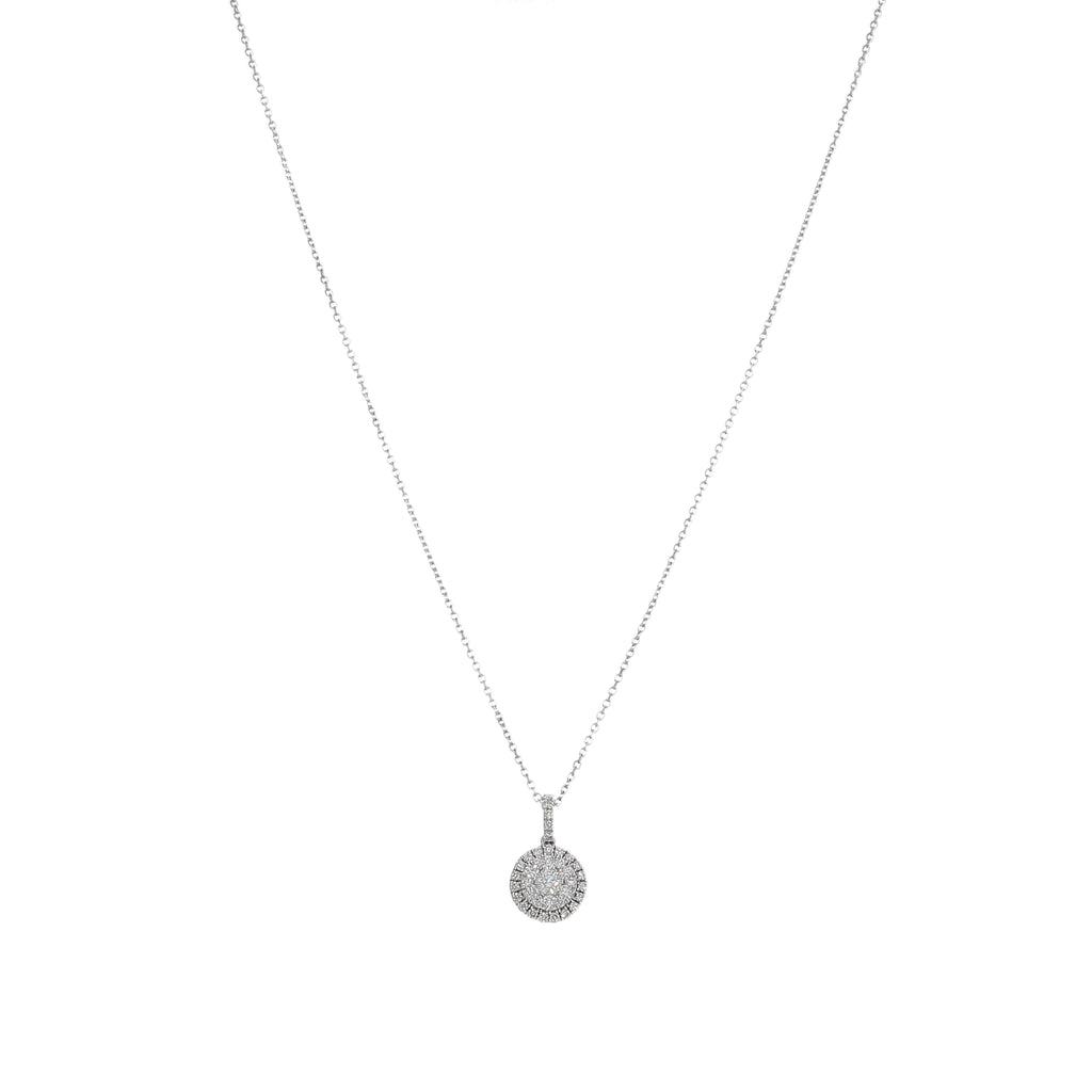 Collar Oro Blanco 18K y Diamantes 0,41 ct Halo| CO-14523