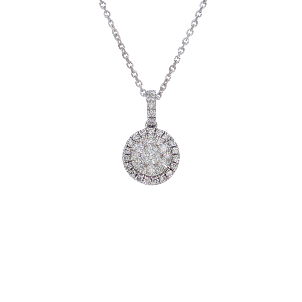 Collar Oro Blanco 18K y Diamantes 0,41 ct Halo| CO-14523