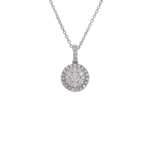 Collar Oro Blanco 18K y Diamantes 0,41 ct Halo| CO-14523