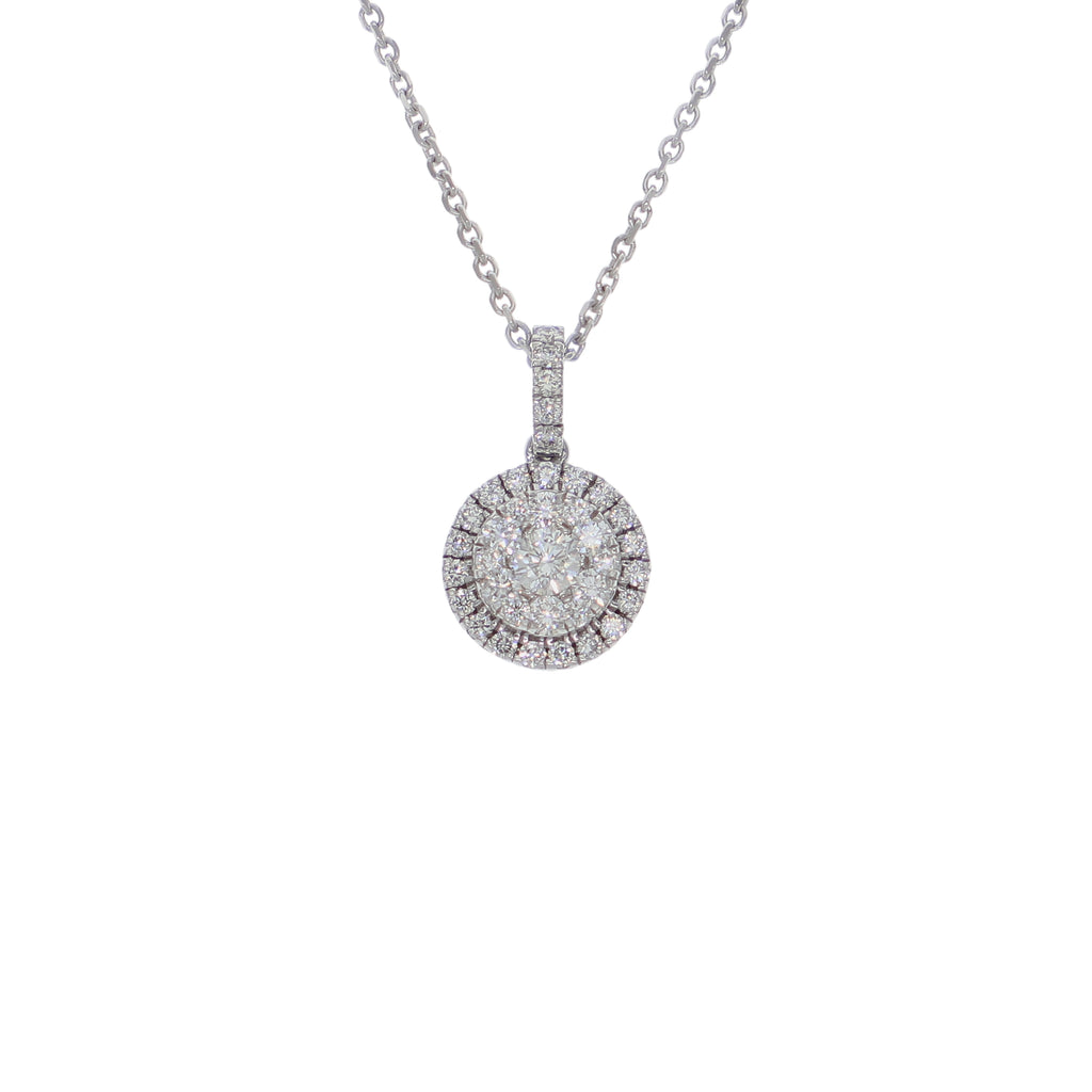 Collar Oro Blanco 18K y Diamantes 0,41 ct Halo| CO-14523