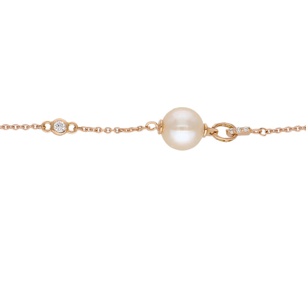 Pulsera Oro Rosa 18K con Perla Cultivada y Diamantes | PU-14524