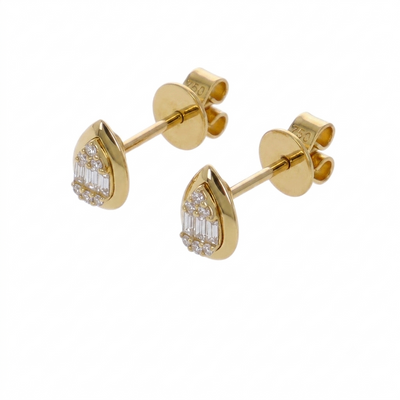 Aros Oro Amarillo 18K con Diamantes Baguette y Brillantes | AR-14525