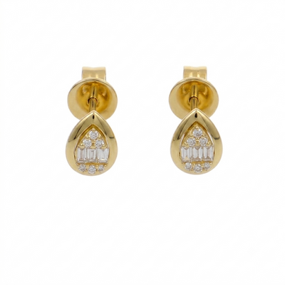 Aros Oro Amarillo 18K con Diamantes Baguette y Brillantes | AR-14525