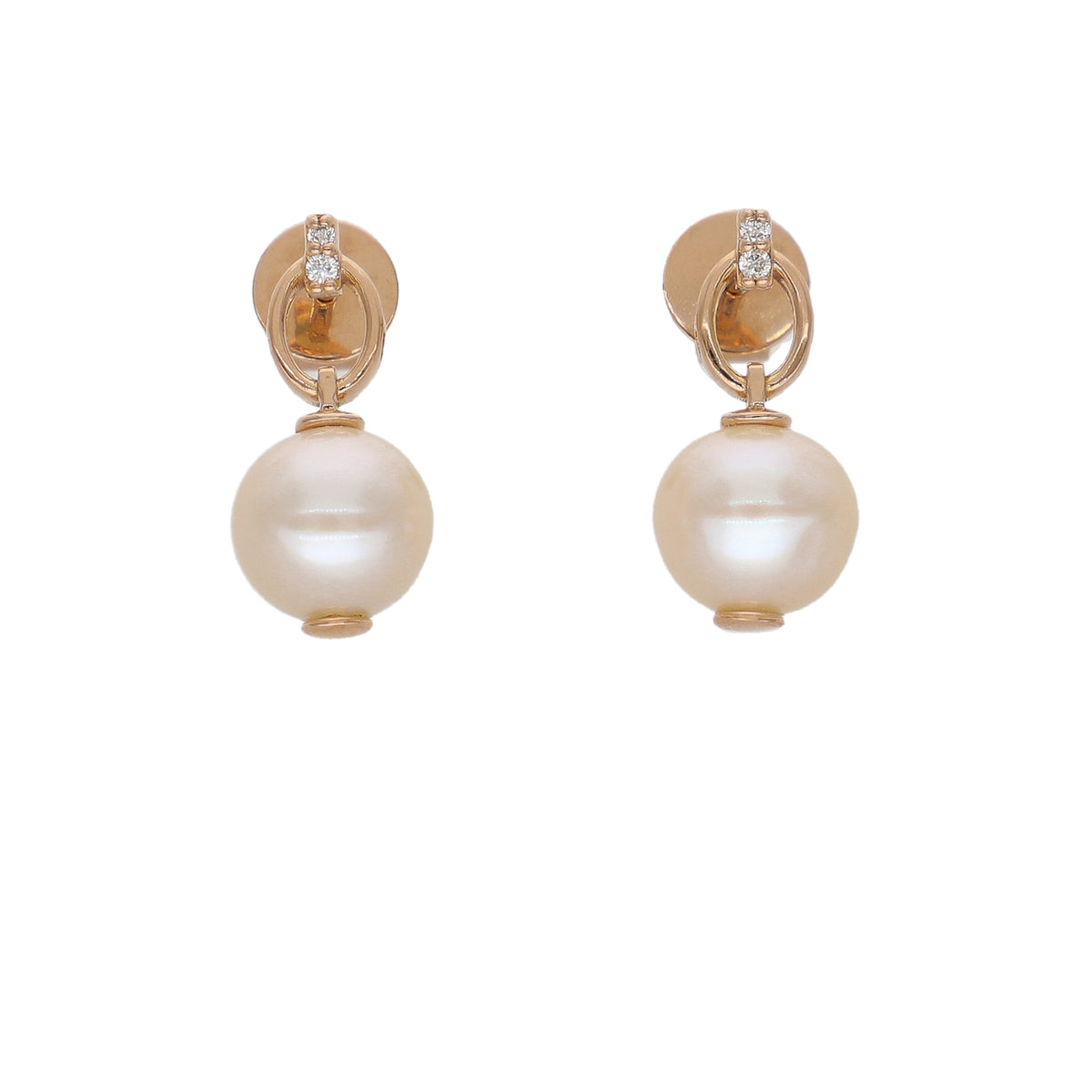 Aros Oro Rosa 18K con Perlas Cultivadas y Diamantes | AR-14526