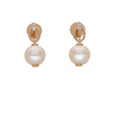 Aros Oro Rosa 18K con Perlas Cultivadas y Diamantes | AR-14526