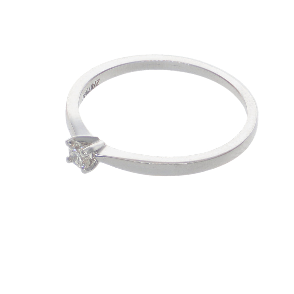 Anillo Solitario Oro Blanco 18K con Diamante 0,10 ct | AN-14527