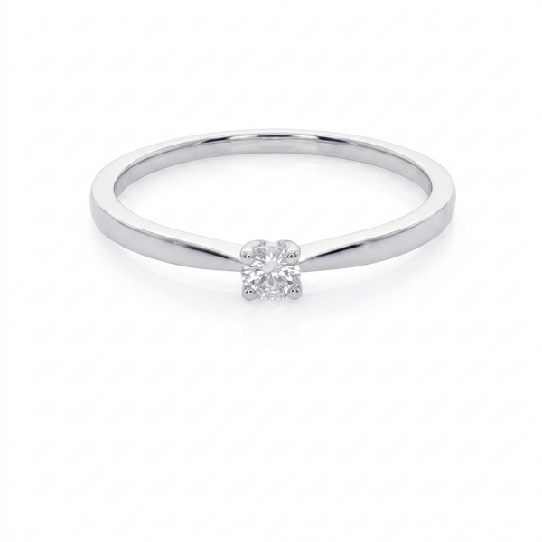 Anillo Solitario Oro Blanco 18K con Diamante 0,10 ct | AN-14527