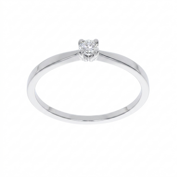 Anillo Solitario Oro Blanco 18K con Diamante 0,10 ct | AN-14527