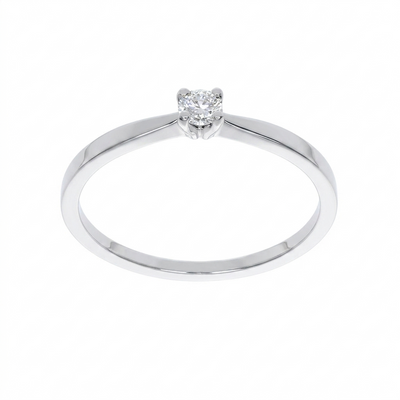 Anillo Solitario Oro Blanco 18K con Diamante 0,10 ct | AN-14527