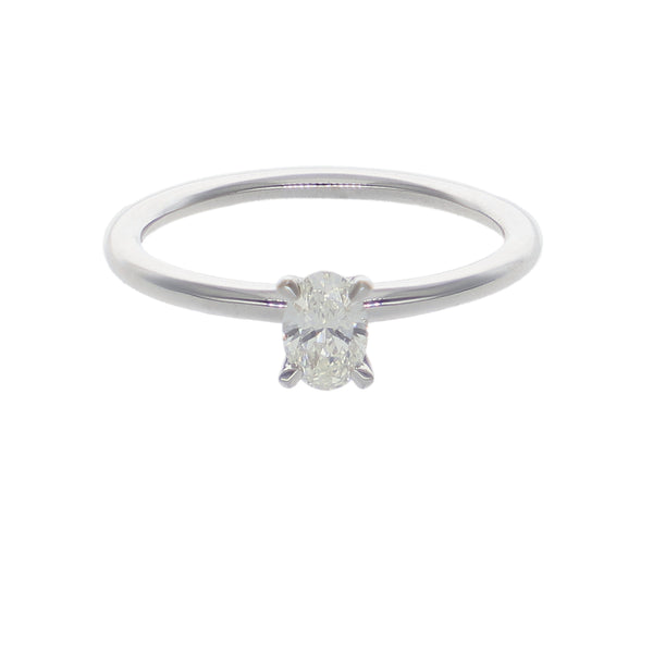 Anillo Solitario Oro Blanco 18K con Diamante Oval 0,31 ct | AN-14528