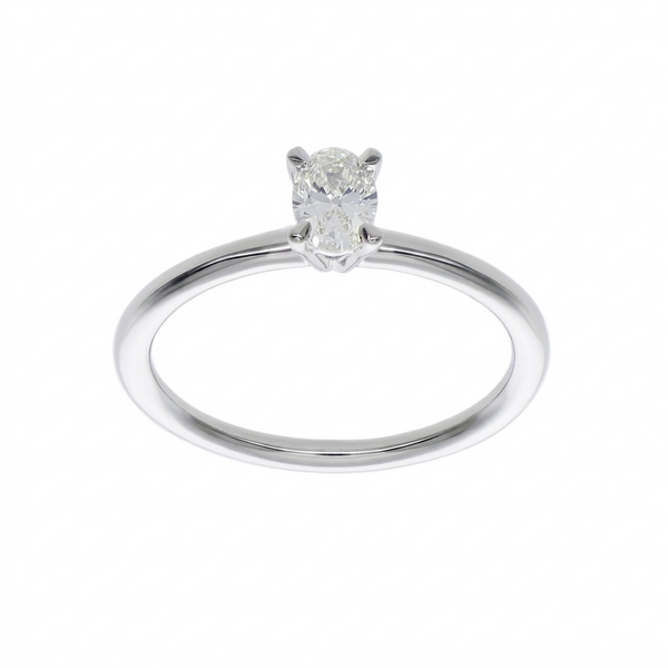 Anillo Solitario Oro Blanco 18K con Diamante Oval 0,31 ct | AN-14528